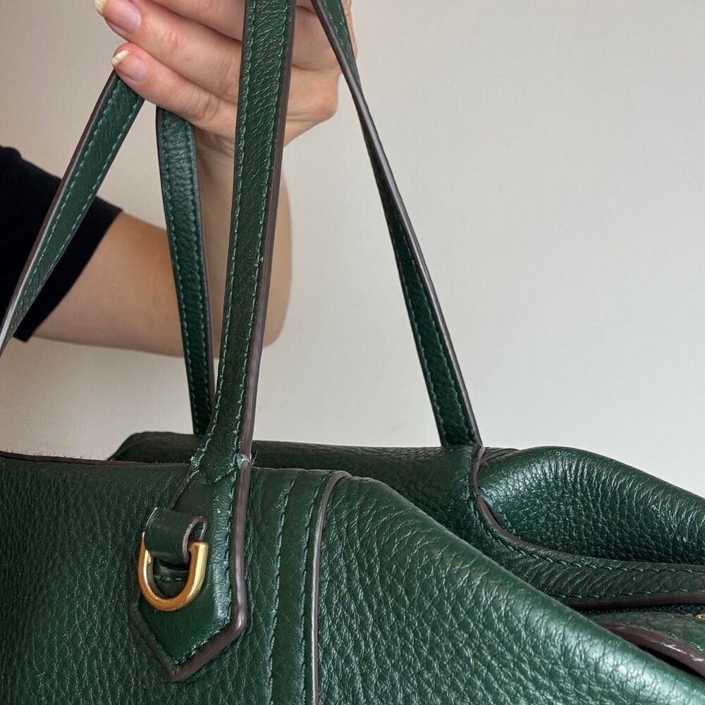 Tory Burch Perry Small Satchel in pine green pebbled leather - Picture 3 of 8